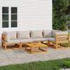 vidaXL 6-Piece Garden Lounge Set with Light Gray Cushions Solid Wood view 2