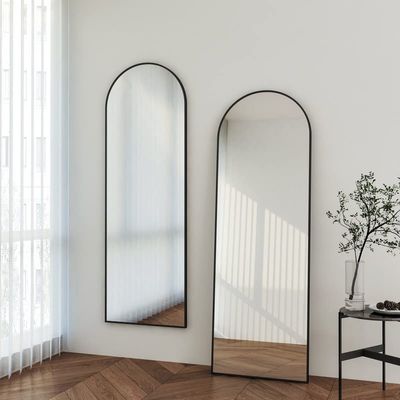 WDWRITTI Full-Length Mirror, 50 x 150 cm, Black Metal Frame