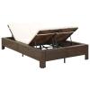 Chusui 2-Person Sun Lounger with Cushion, Brown Poly Rattan view 3