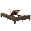 Chusui 2-Person Sun Lounger with Cushion, Brown Poly Rattan view 4