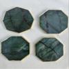 Octagonal Sage Green Agate Coasters, Set of 4, Gold Finish view 1
