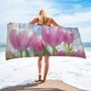 Pink Tulip Bath Towel, Soft Microfiber, 27" x 55" view 2