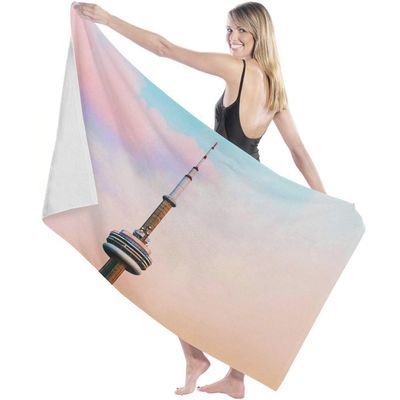 Sky Rainbow Cloud Building Canada Television Tower Microfiber Bath Towel, 70 x 140 cm