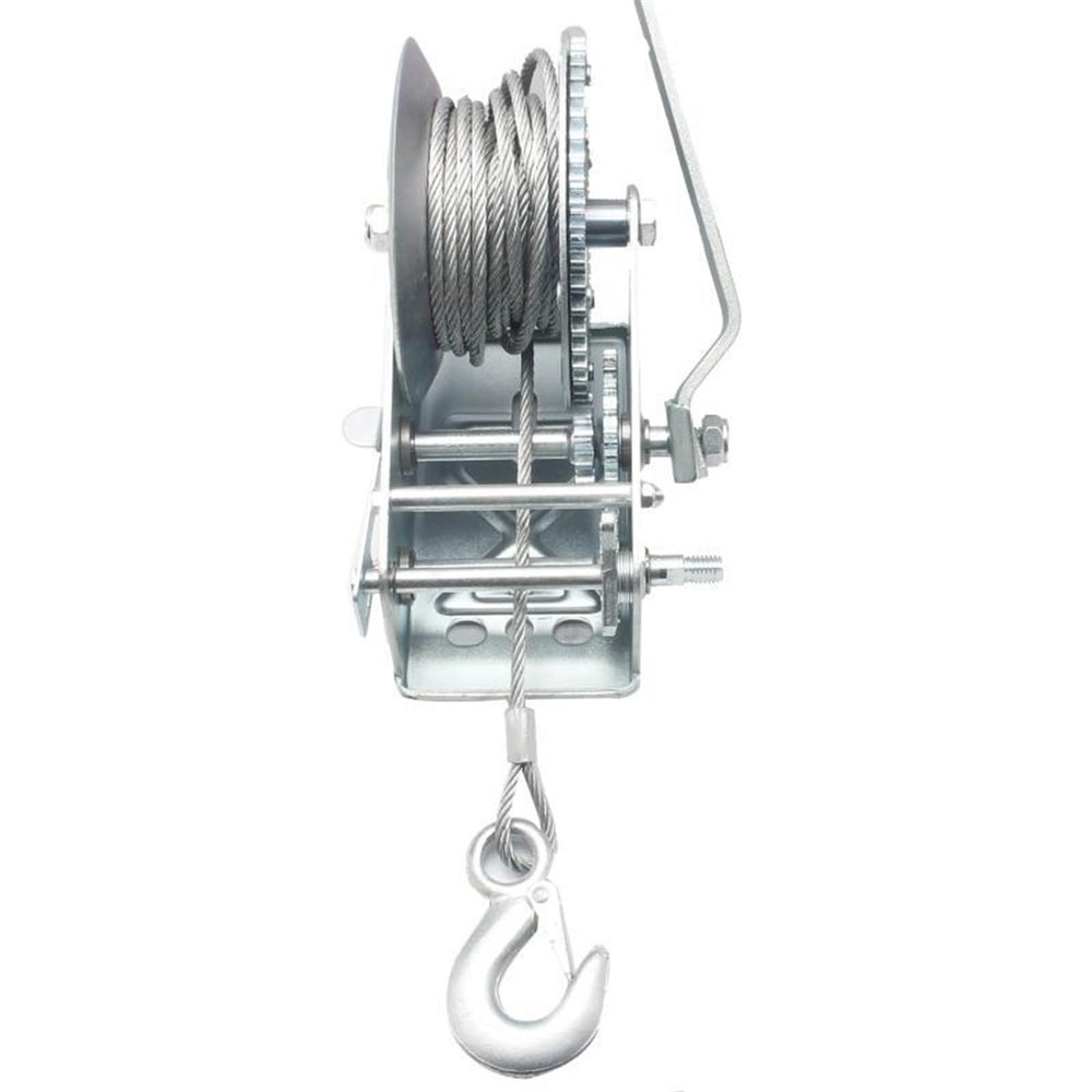 3500 lb Manual Winch, Dual-Gear Hand Winch with Hand Crank for Boats, ATVs and RV Trailers, 33 ft Steel Wire Rope, JIYAMI'EN EL (Color: 3000 lb Wire Rope 8 m)