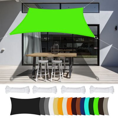 Rectangular Sun Shade Sail 6 x 6.5 m, Waterproof, UV Protection, Soft Green