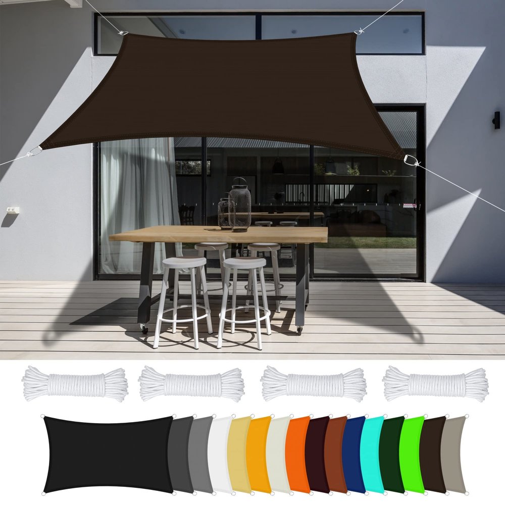 Rectangular Waterproof Shade Sail 5.5 x 7 m, Brown