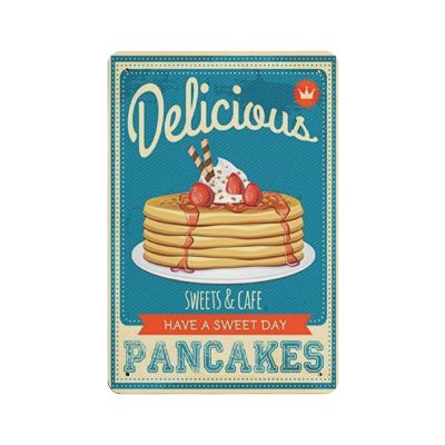 Oudrspo Pancakes American Diner Vintage Metal Sign, 30.5 x 20.3 cm
