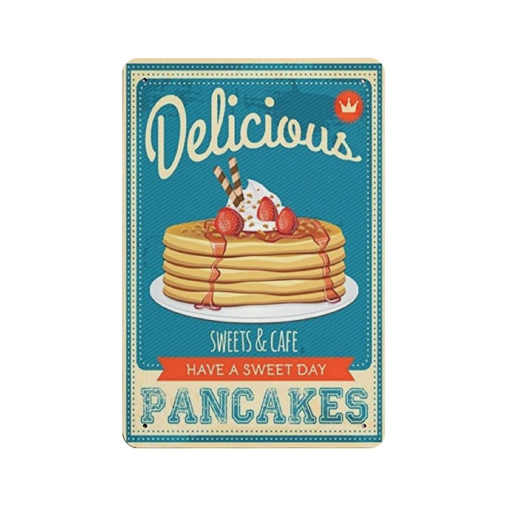 Oudrspo Pancakes American Diner Vintage Metal Sign, 30.5 x 20.3 cm