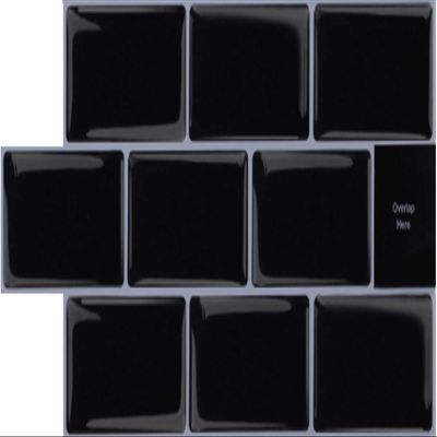 Alwayspon 3D Self-Adhesive Waterproof Vinyl Wall Tile Stickers, Black, 30.5 x 15.3 cm, 10 Sheets