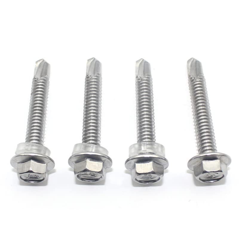 STORKY 10/20-Piece Washer-Head Hex Self-Drilling Stainless Steel Sheet Metal Screws M4.2 M4.8 M5.5 M6.3 Hardiflex Screws (Color: 50 mm, Size: M6.3, 10 Pieces)