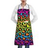 Oudrspo Polyester Apron with Rainbow Leopard Pattern and Pocket Trim, Unisex, for Baking and Grilling in the Supermarket Kitchen view 1