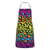 Oudrspo Polyester Apron with Rainbow Leopard Pattern and Pocket Trim, Unisex, for Baking and Grilling in the Supermarket Kitchen view 2
