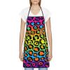 Oudrspo Polyester Apron with Rainbow Leopard Pattern and Pocket Trim, Unisex, for Baking and Grilling in the Supermarket Kitchen view 3