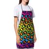 Oudrspo Polyester Apron with Rainbow Leopard Pattern and Pocket Trim, Unisex, for Baking and Grilling in the Supermarket Kitchen view 4