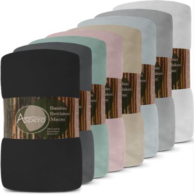 Bamboo Fitted Sheet, 4 Seasons, OEKO-TEX, Black, 90–100 x 200 x 30 cm