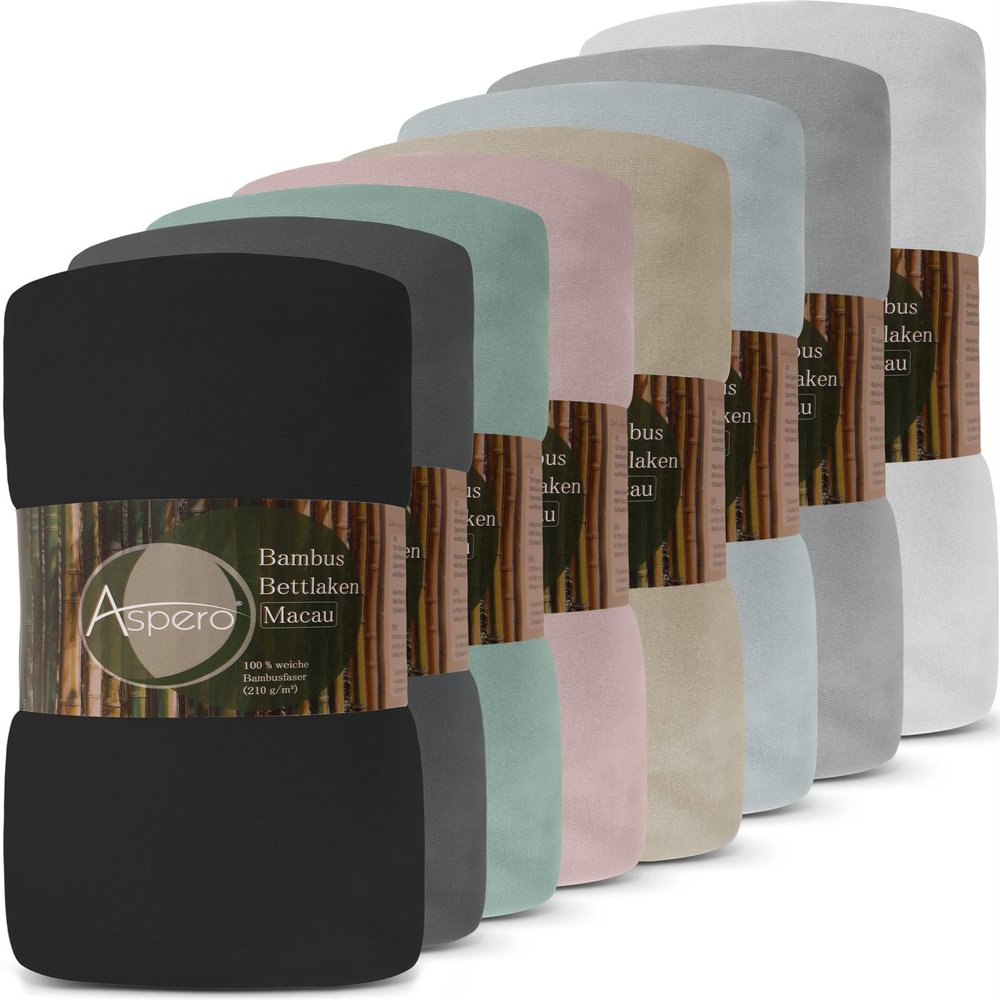 Bamboo Fitted Sheet, 4 Seasons, OEKO-TEX, Black, 90–100 x 200 x 30 cm