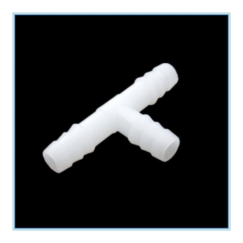 ACICS Plastic Barb Hose T-Fitting, 3-Way T-Shaped Connector, 4 mm, 6 mm, 8 mm, 10 mm, 12 mm, or 16 mm (4 mm Hose ID)