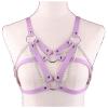 Gothic Leather and Metal Chain Headpiece Necklace for Women, Light Purple view 1