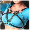 Gothic Leather and Metal Chain Headpiece Necklace for Women, Light Purple view 2