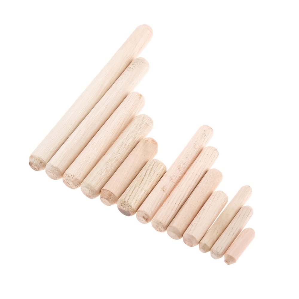 BELLAY Wooden Dowels, Round and Fluted, 10 × 60 mm, 50 Pieces