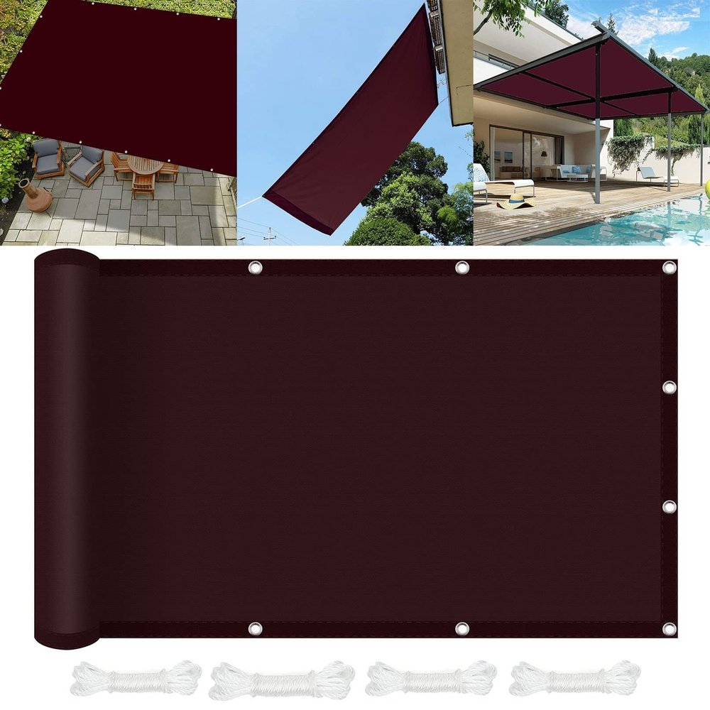 Waterproof Rectangular Shade Sail 3 x 4 m, 98% UV Protection, Burgundy