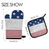 July 4th Wooden Oven Mitt with Red Stripes and Blue Stars, Pot Holder, Festive Gift Set, Heat-Resistant Cooking Glove for Grilling, BBQ, Baking, Independence Day view 2