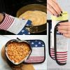 July 4th Wooden Oven Mitt with Red Stripes and Blue Stars, Pot Holder, Festive Gift Set, Heat-Resistant Cooking Glove for Grilling, BBQ, Baking, Independence Day view 3