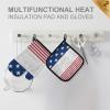 July 4th Wooden Oven Mitt with Red Stripes and Blue Stars, Pot Holder, Festive Gift Set, Heat-Resistant Cooking Glove for Grilling, BBQ, Baking, Independence Day view 4