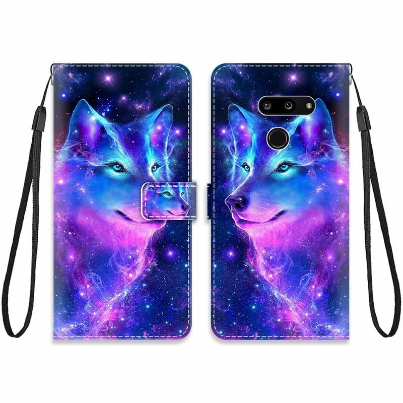 KARTXITAI Flip Wallet Case for LG G8/G8 ThinQ, PU Leather, Wolf Pattern