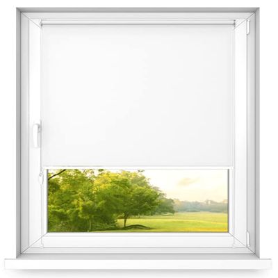 time4blinds Mini Roller Blind Basic, No-Drill, 130 x 140 cm, Classic White, Right-Side Control