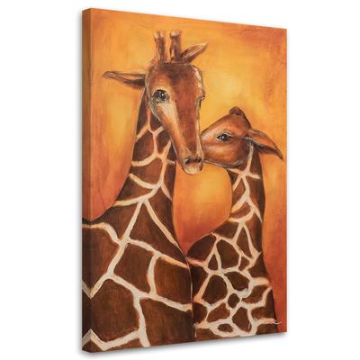 Feeby Canvas Wall Art 80 x 120 cm, African Giraffes, 1-Piece, Brown