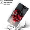 KARTXITAI Wallet Case Compatible with Sony Xperia XZ, PU Leather Flip Cover with Card Slots, Cash Pocket, Stand Function and Magnetic Closure, Red Roses/Fire view 4