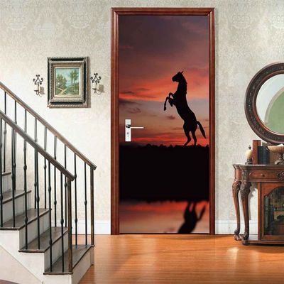 3D Horse Door Wallpaper Sticker, Self-Adhesive, 88 x 200 cm