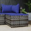 Tidyard Garden Footstool with Dark Blue Cushion, Gray PE Rattan, 55 x 55 x 31 cm view 2