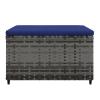Tidyard Garden Footstool with Dark Blue Cushion, Gray PE Rattan, 55 x 55 x 31 cm view 4
