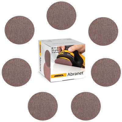 Mirka Abranet 77 mm Hook-and-Loop Sanding Discs, 35-Piece Assorted Pack