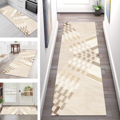 Long Hallway Runner Rug, Non-Slip Washable Abstract Polyester, 70 x 500 cm