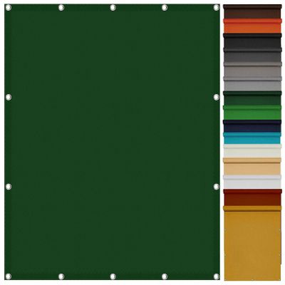 Rectangular Waterproof Shade Sail 1.5 x 1.5 m, UV and Wind Protection with Rings and Ropes, Dark Green