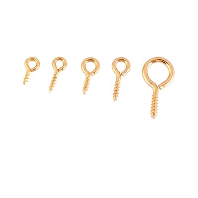 BELLAY 50-Piece Lot Stainless Steel Eye Pins, Hooks and Screw-Clasp Hooks for DIY Jewelry Making, Gold Style, 5 x 12 mm
