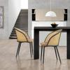 [en.casa] Gagnef Dining Chairs, Set of 2, Brown Rattan, PU Faux Leather, Black Metal Legs view 2