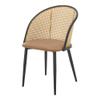 [en.casa] Gagnef Dining Chairs, Set of 2, Brown Rattan, PU Faux Leather, Black Metal Legs view 3