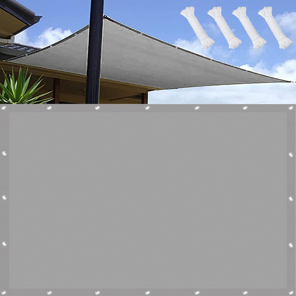 Rectangular Sun Shade Sail 5.5 x 6 m, Water- and Wind-Resistant, Tear-Resistant, Light Gray