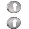 Pair of Cylinder-Hole Rosettes Compatible with Yale-Style Holes for Door Locks, Round Satin Chrome view 1
