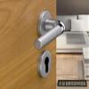 Pair of Cylinder-Hole Rosettes Compatible with Yale-Style Holes for Door Locks, Round Satin Chrome view 3