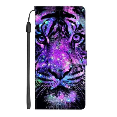 EuoDuo PU Leather Wallet Flip Case Compatible with Samsung Galaxy S10e, Purple Tiger