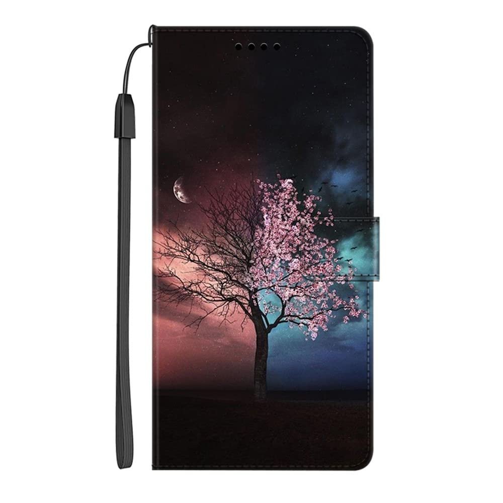EuoDuo Compatible with Samsung Galaxy S10e PU Leather Wallet Flip Case with Card Slots, Magnetic Closure and Silicone Bumper - Flowers in the Wind