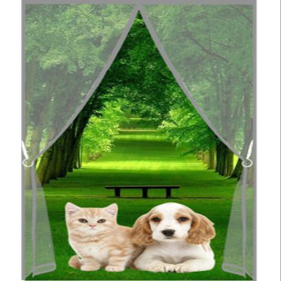 Insect Screen Door 175 x 265 cm, Automatic Closing, Adhesive Mount, Gray