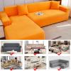 ZCXRYFL Stretch Sectional Sofa Cover, L-Shape 2-Seater + 2-Seater, Orange view 2