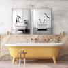 WADBTP Bathroom Pictures, Black-and-White Art, Funny Animals in Bathtubs, Canvas Wall Art for Living Room, Bathroom or Bedroom Decor, Frameless (2 pcs-DW1, 2 pcs-20 x 30 cm) view 4