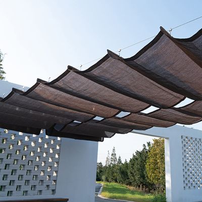 Geovne Brown Retractable Wave Shade Sail, HDPE, 95% Shade, 1.5 x 10 m
